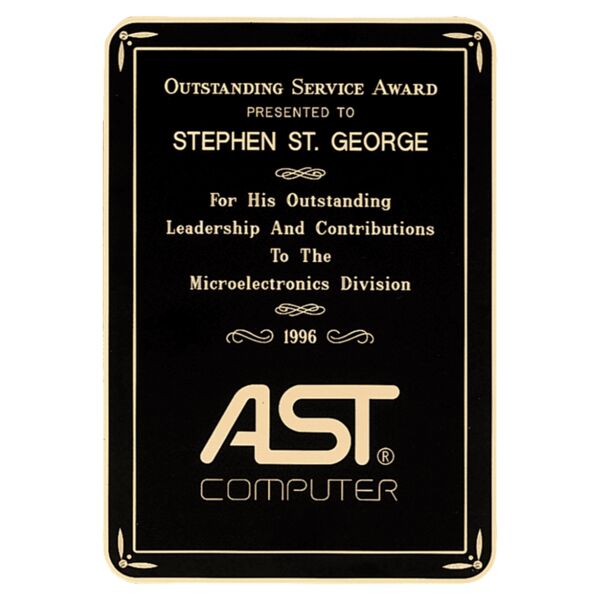 5 1/4" x 7 1/4" Laser Engravable Brass Plated Steel Plate with Gloss with Design Border Thumbnail