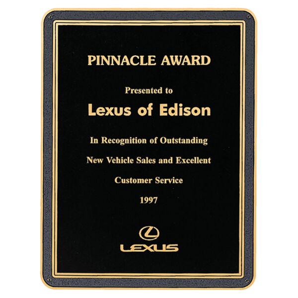 7" x 10" Brass Plated Steel Textured Plate with Florentine Border Thumbnail