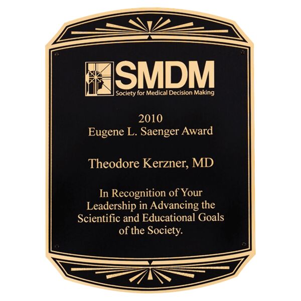 8 1/2" x 11" Laserable Brass Plated Steel Plate with Notched Corners and Rounded Top and Bottom with Starburst Design Thumbnail