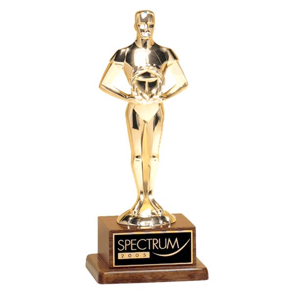 7 1/4" Cast Metal Goldtone Finish Classic Achiever Figure on a Solid Base and Laser Engravable Plate Thumbnail